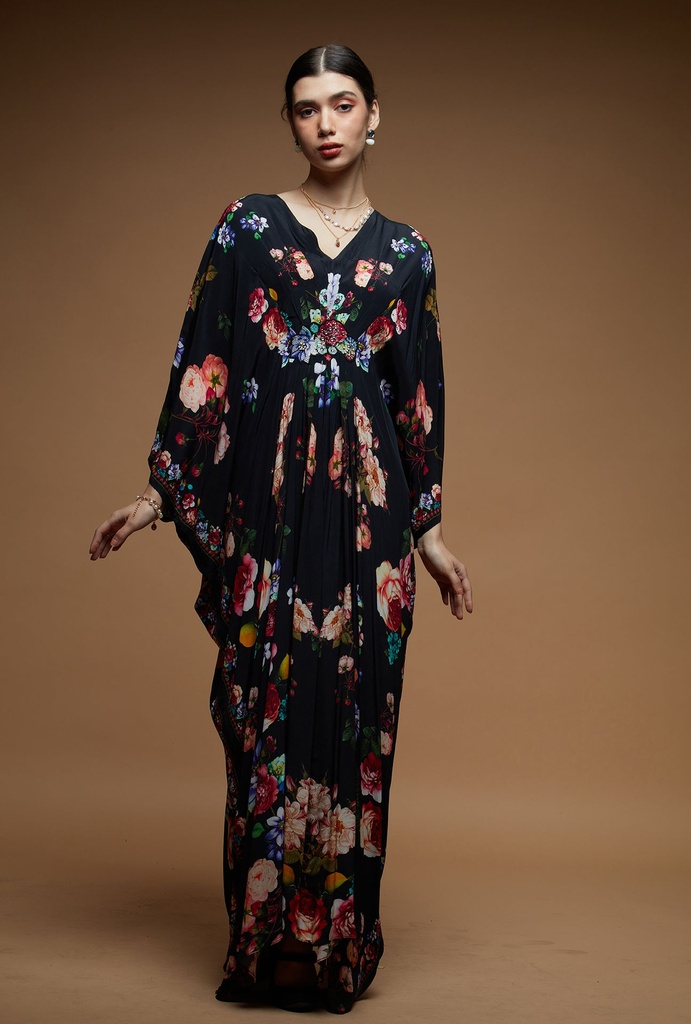 Black Floral Luxe Kaftan