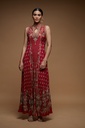 Red Sleeveless Rhinestone Bias Gown