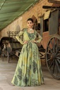 Peter Olive Green Embroidered Gown Set