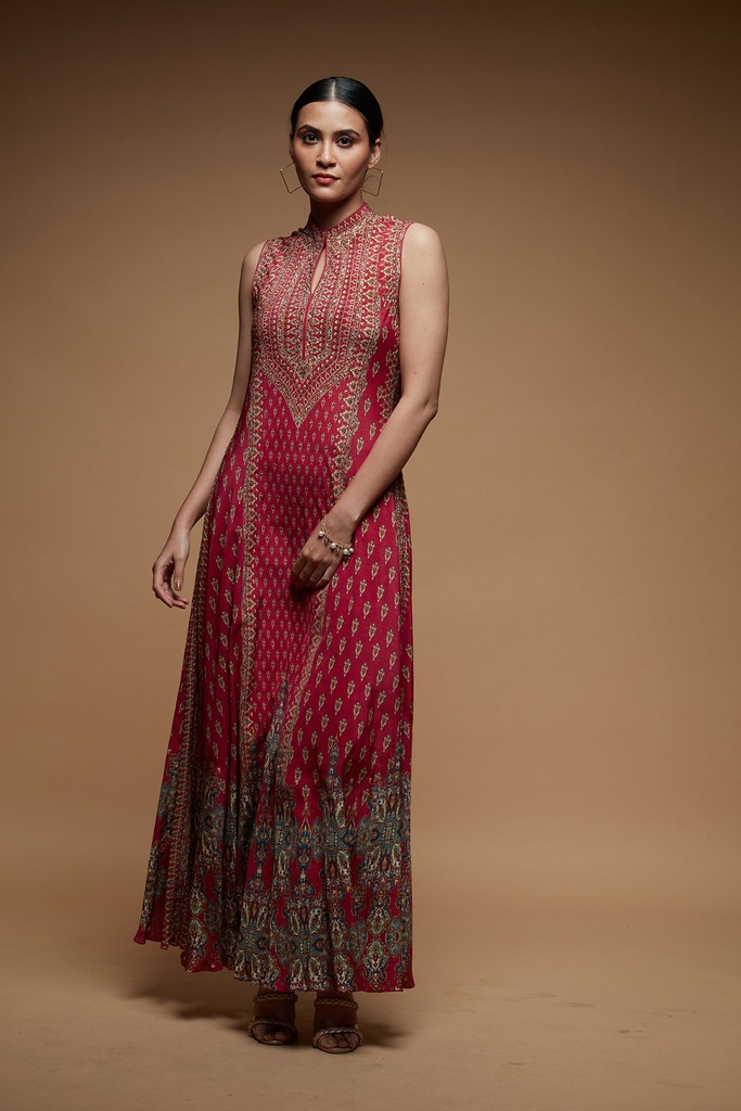 Berry Bloom Sleeveless Gown