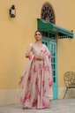 Peache floral printed Gown with Printed Dupatta with heavy embellised Yoke