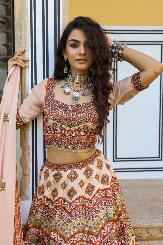 Royal Blush Embroidered Lehenga with Embellished Blouse & Dupatta