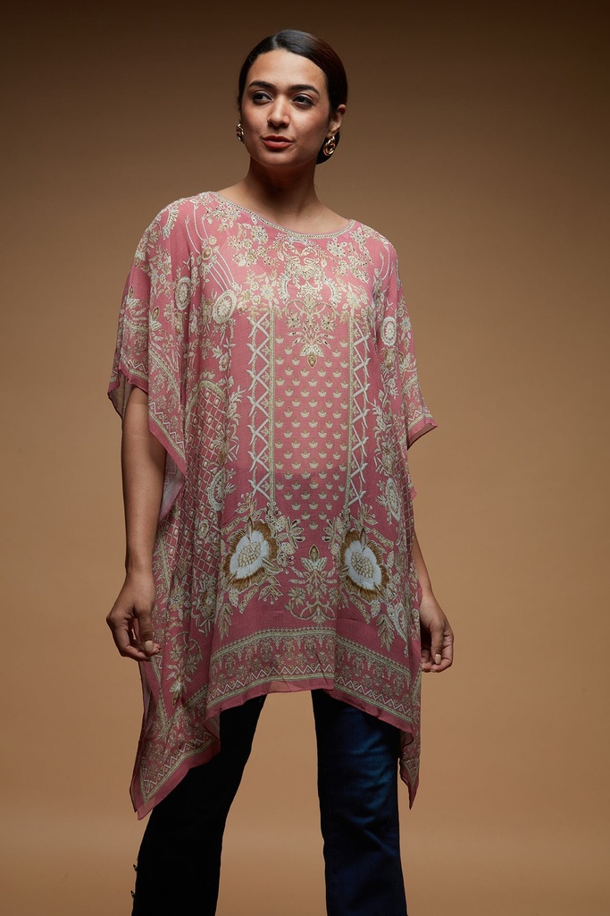 Blush Petal Farasha with Digital Print and Swarovski Embellishments