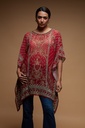 Ruby Radiance Farasha with Digital Print and Swarovski Embellishments