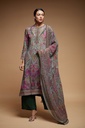 Wine Suit Dupatta Set with Rhinestone Detailing