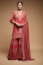 Crimson Radiance Kurta Sharara Set