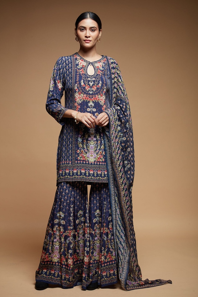 Azure Luxe Sharara Set