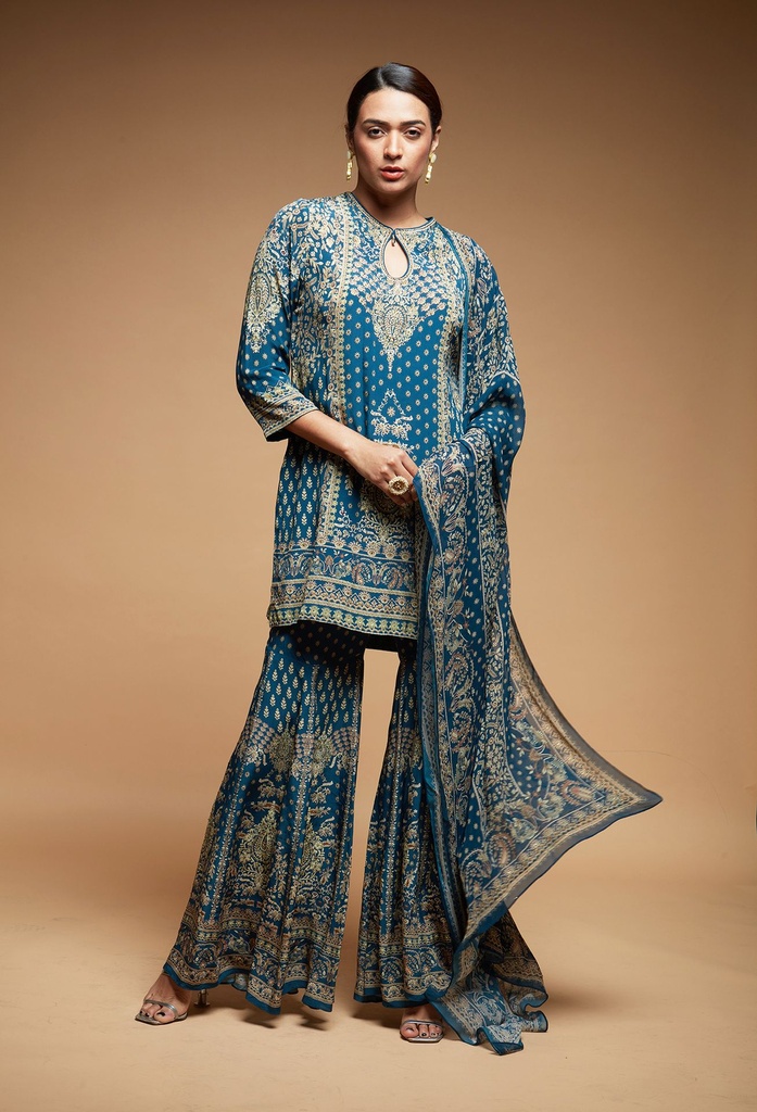 Nocturne Blue Sharara Set