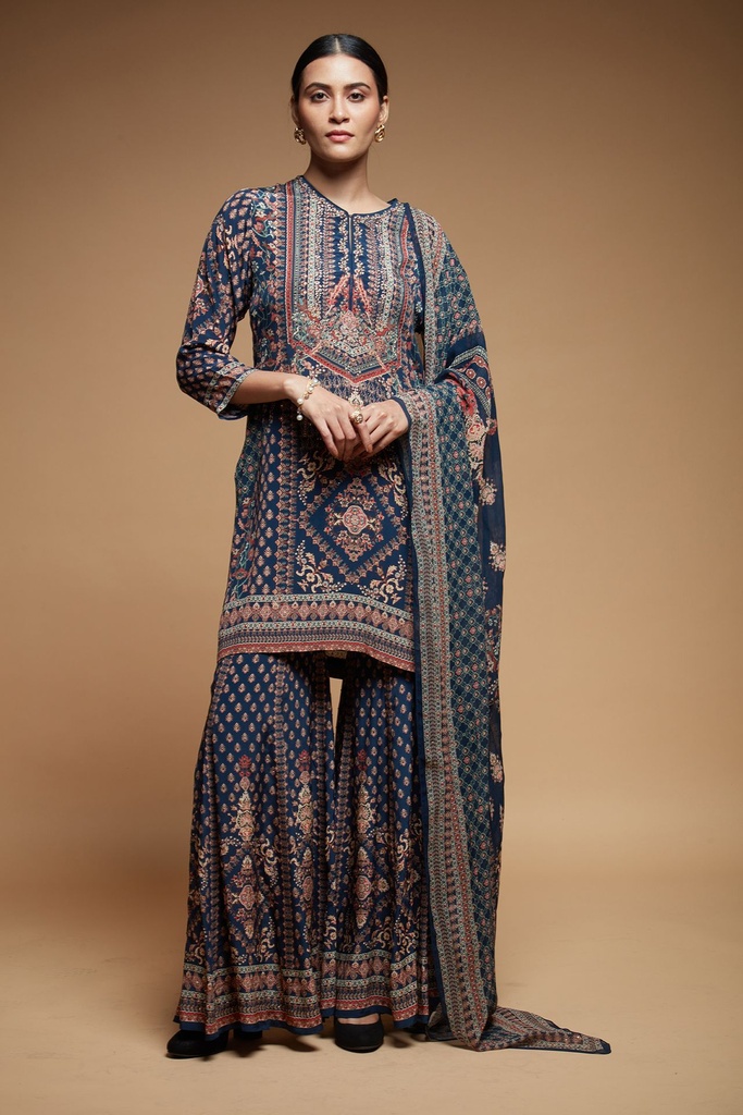 Navy Empress Sharara Set