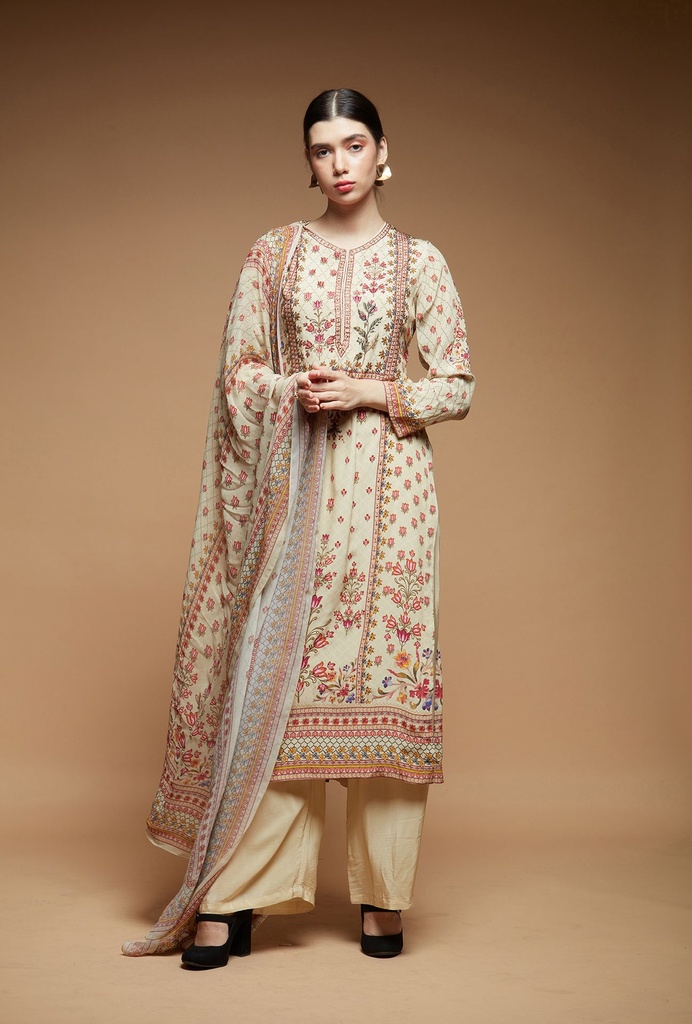 Floral Beige Suit Set