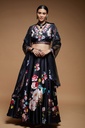 Midnight Blossom Black Lehenga Set with Swarovski Embroidery