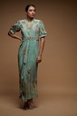 Aqua Whisper Embellished Drape Gown