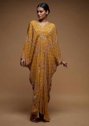 Mustard Bliss Crepe Kaftan