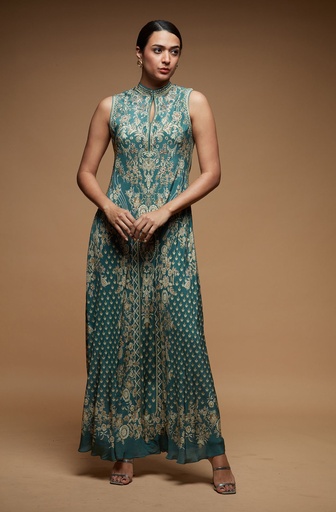 Dark Aqua Grace Sleeveless Gown