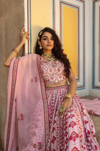 Peacock Blush Pink Lehenga Set