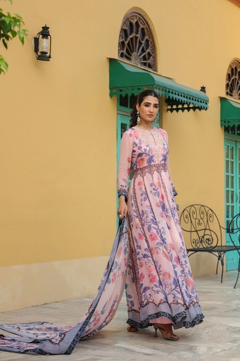 Petal Pink Floral Organza Gown