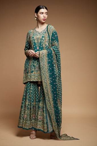 Royal Teal Sharara Set