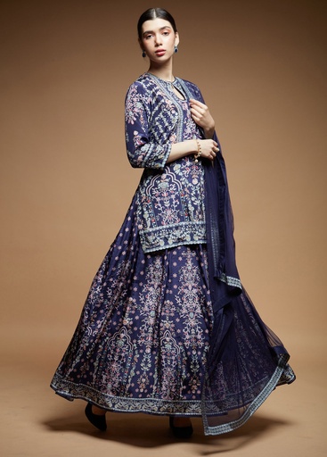 Royal Sapphire Blue Lehenga Set with Swarovski Embroidery